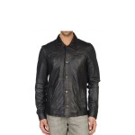 SQUARE NECK LINED LEATHER SHIRT FOR MEN GENUINE LEATHER SEXY SEXY SHIRTS